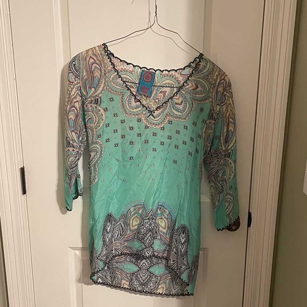 Johnny Was Turquoise Paisley Blouse🌊☀️🏝️